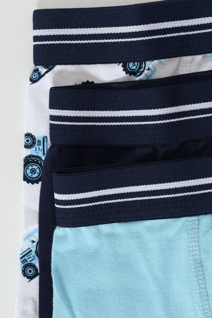 Pre-Boys 3 Pack Printed Truck Boxers - Blue
