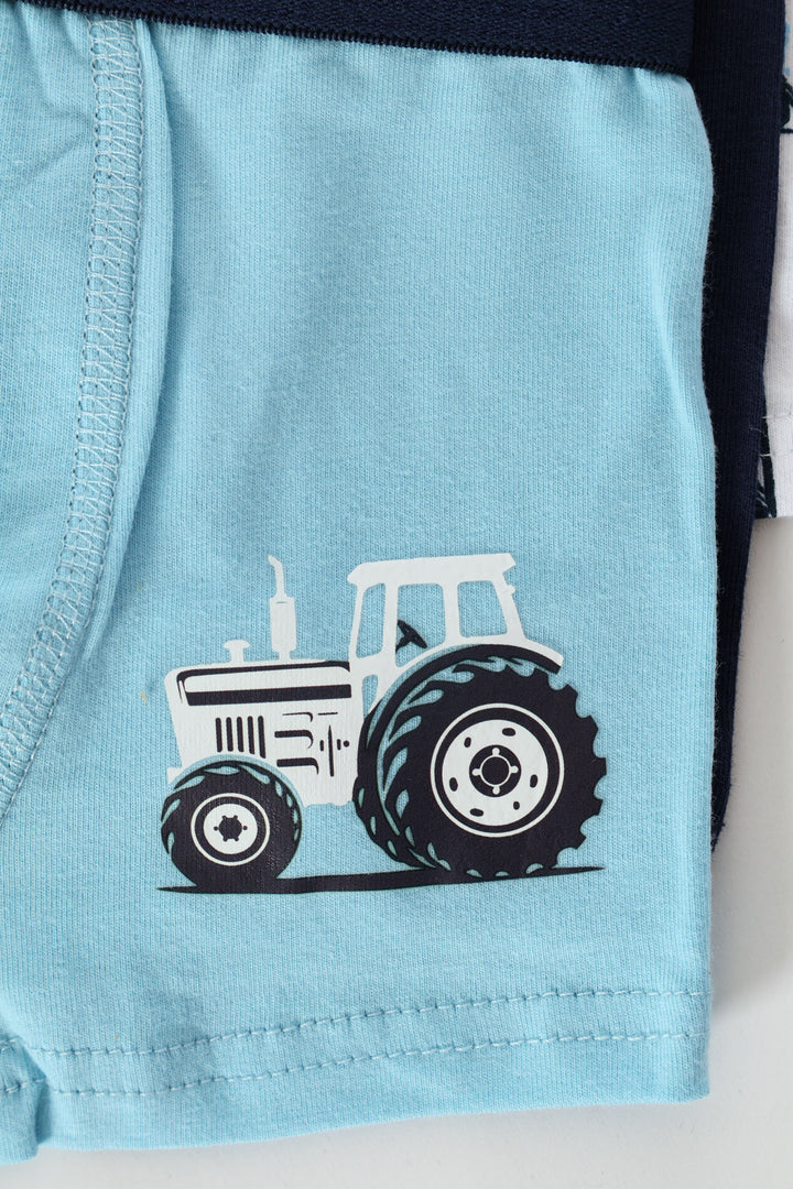 Pre-Boys 3 Pack Printed Truck Boxers - Blue