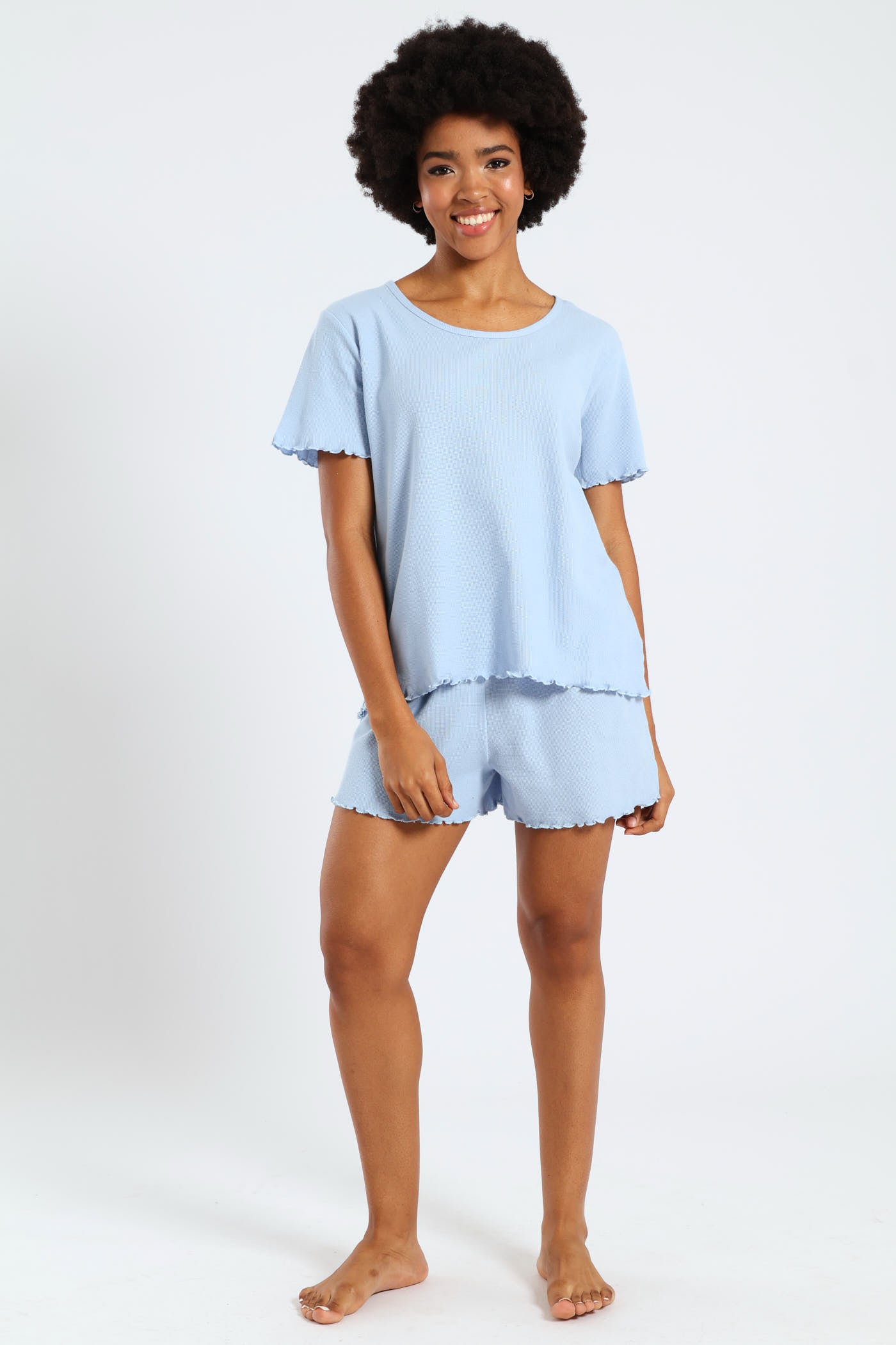 Ladies Waffle Knit Top - Blue – Edgars