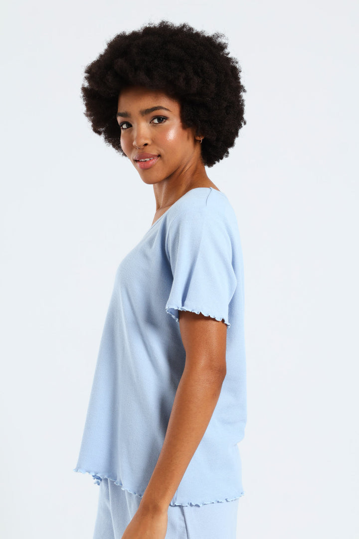 Waffle Knit Top - Blue