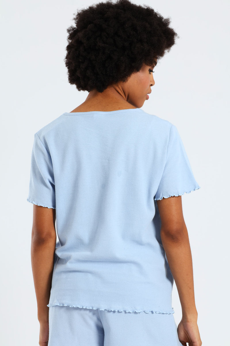 Waffle Knit Top - Blue