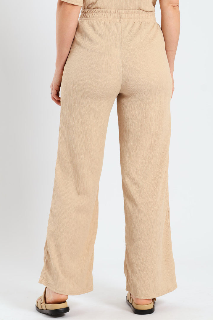 Pull On Crinkle Wideleg Pants - Stone