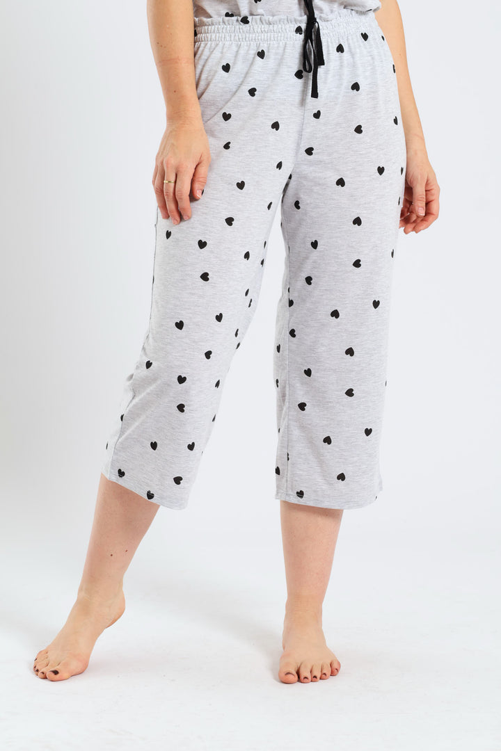 Hearts Capri Pant - Grey Melange