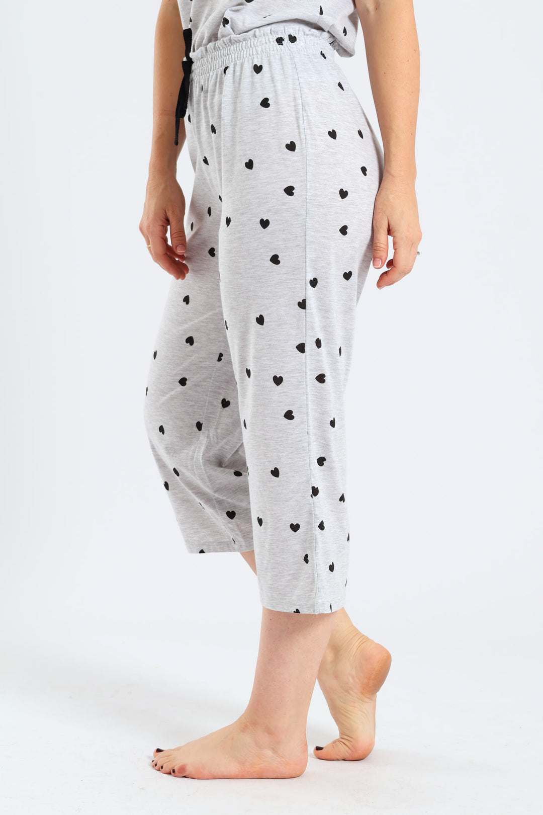 Hearts Capri Pant - Grey Melange