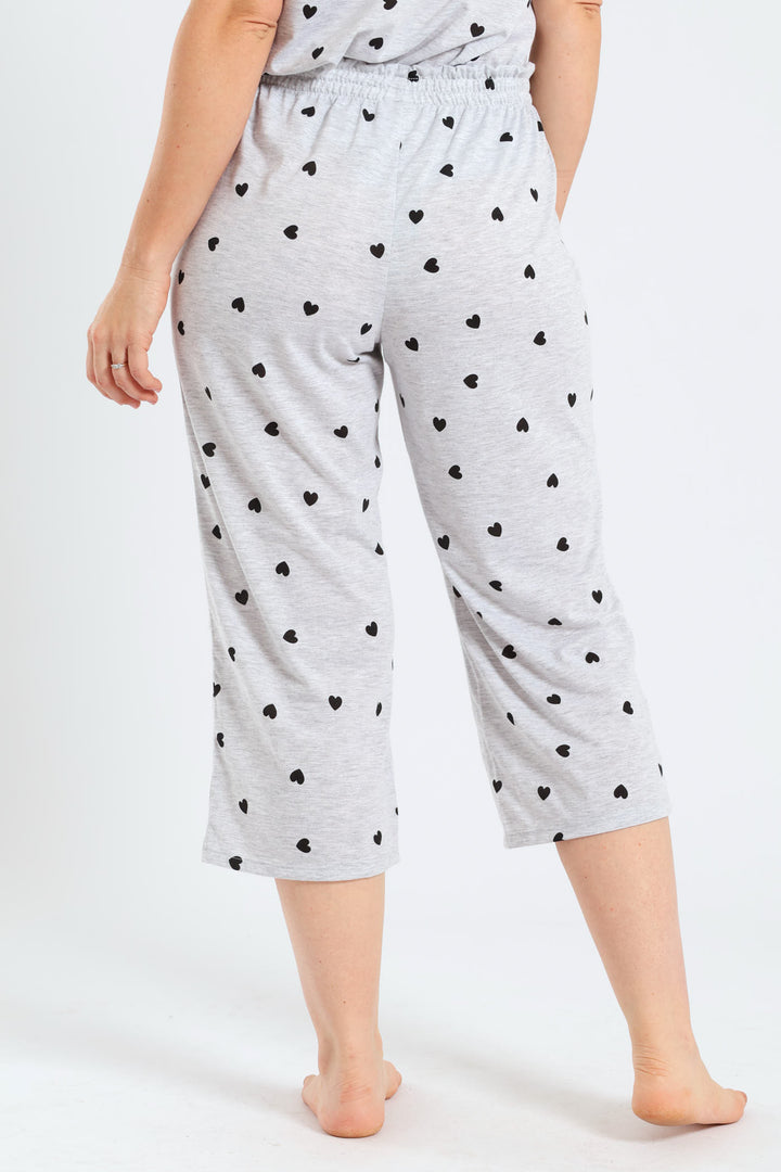 Hearts Capri Pant - Grey Melange