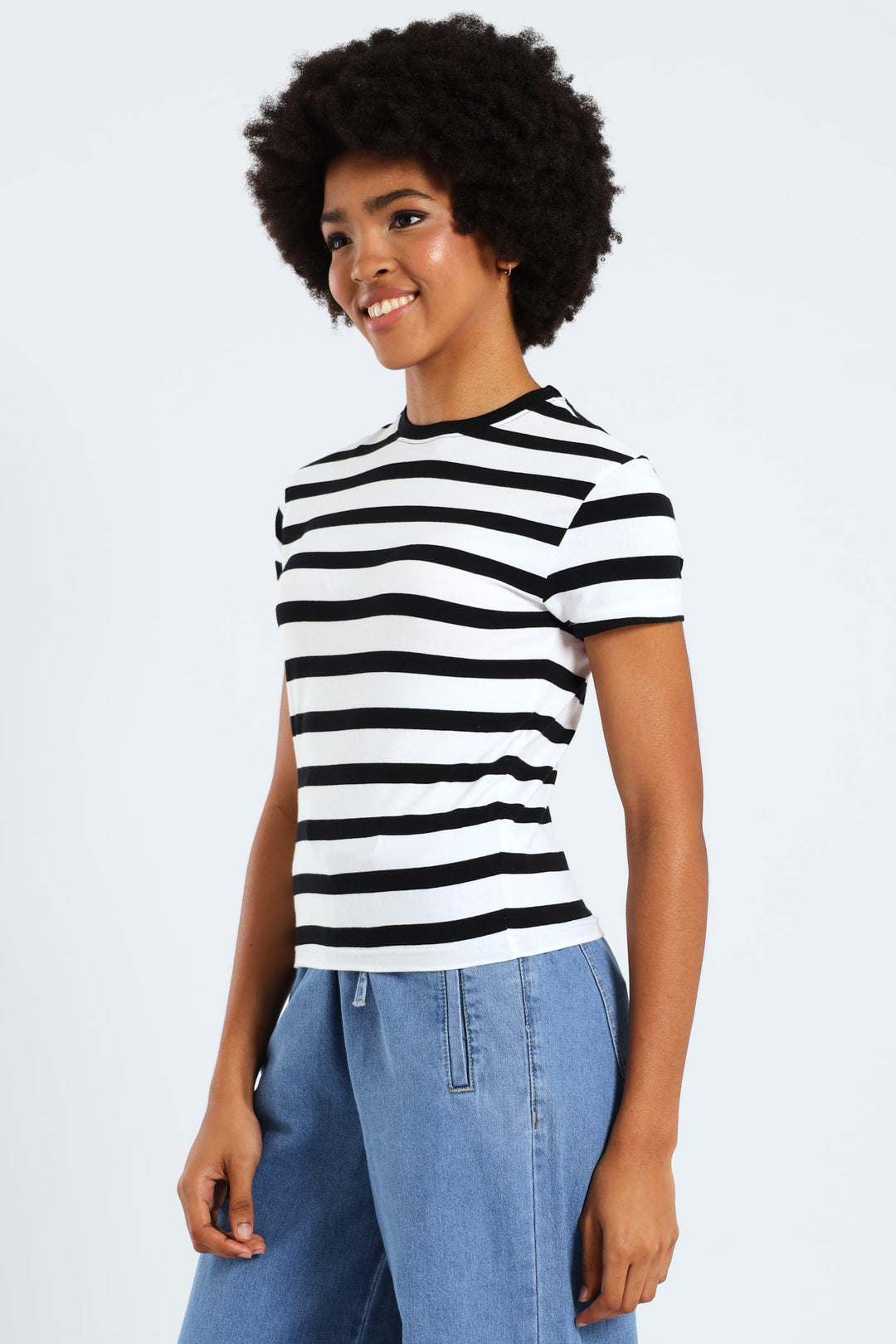 Yarn Dye Stripe Tee - Black/White