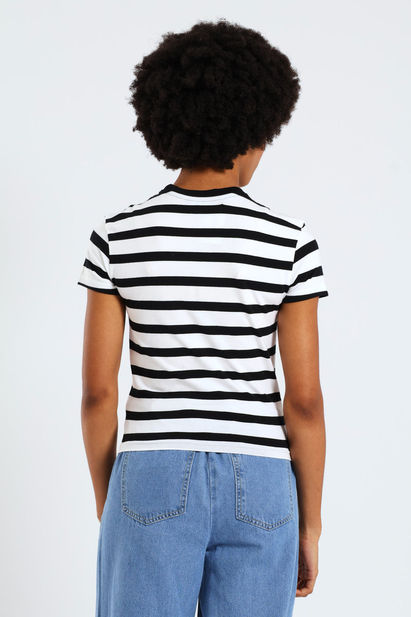Yarn Dye Stripe Tee - Black/White