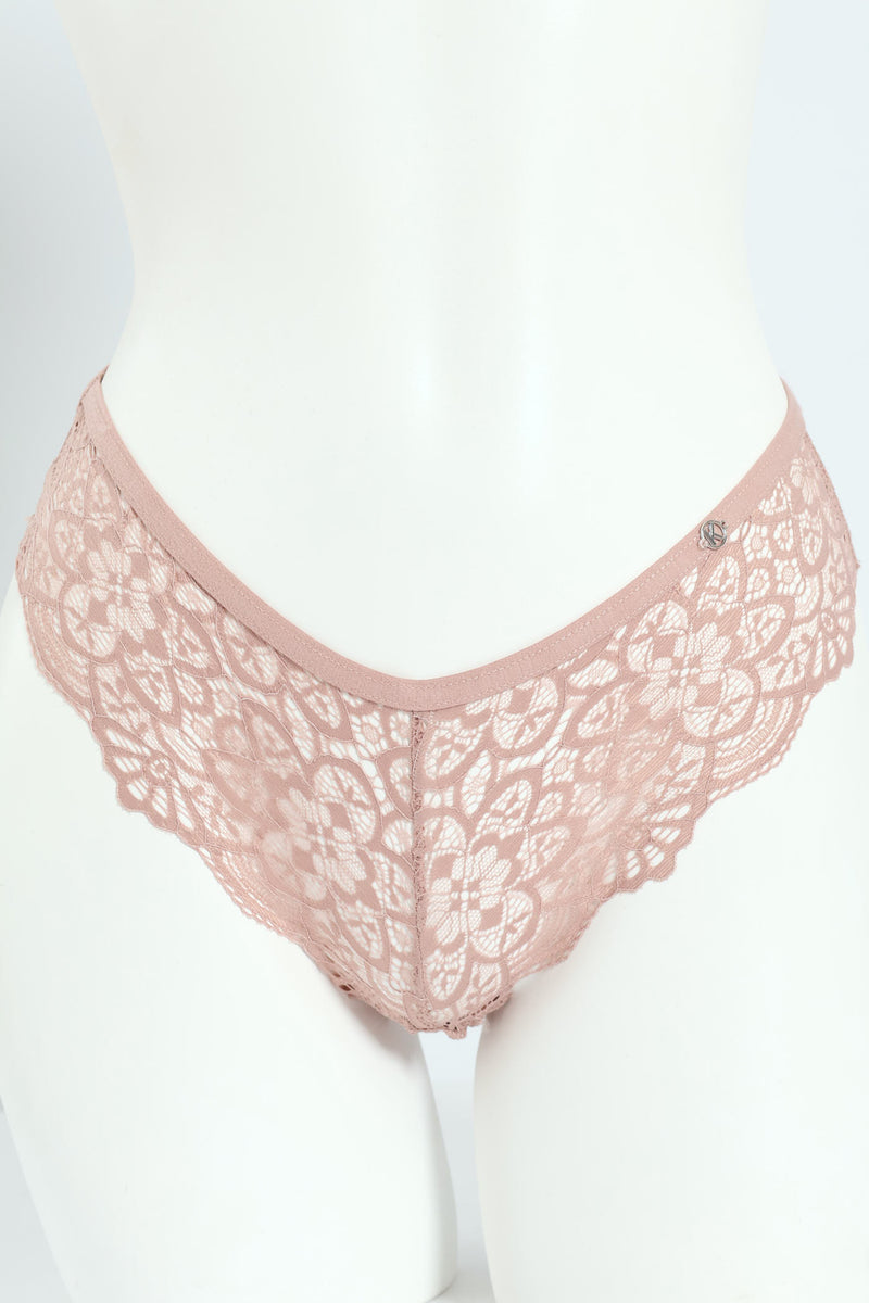3 Pack Galloon Lace Brazilian Panties - Jade/Harbour/Mocha
