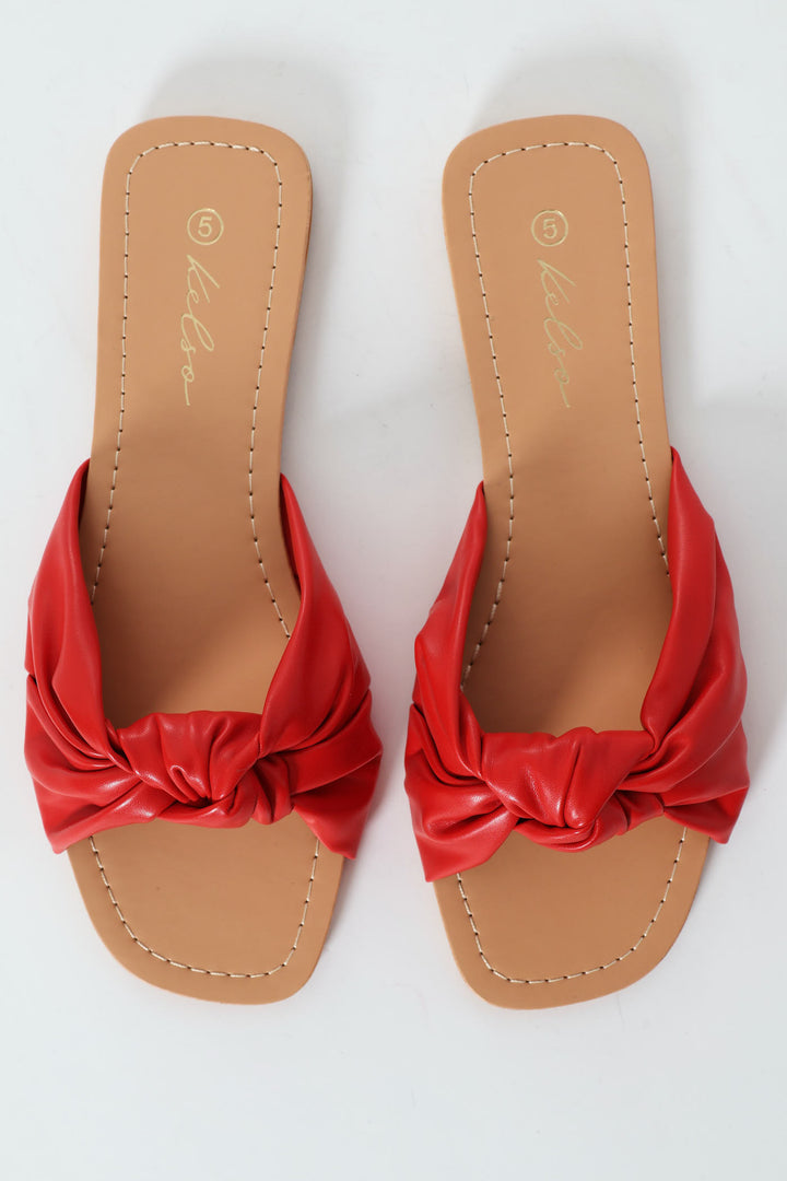 Knotted Single Band Mule Sandal - Wine