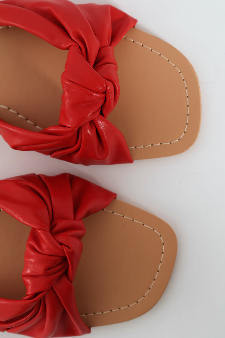 Knotted Single Band Mule Sandal - Wine