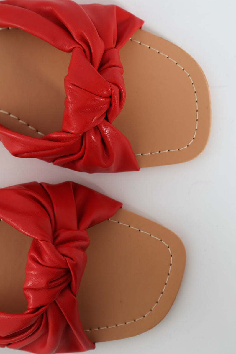 Knotted Single Band Mule Sandal - Wine