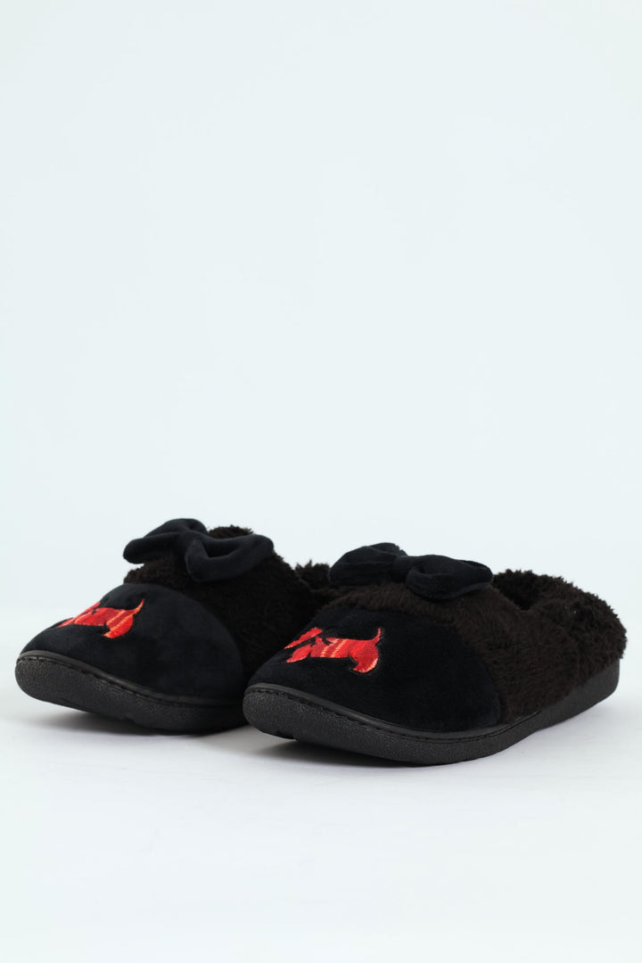 Novelty Scotty Dog Full Closed Slipper - Black