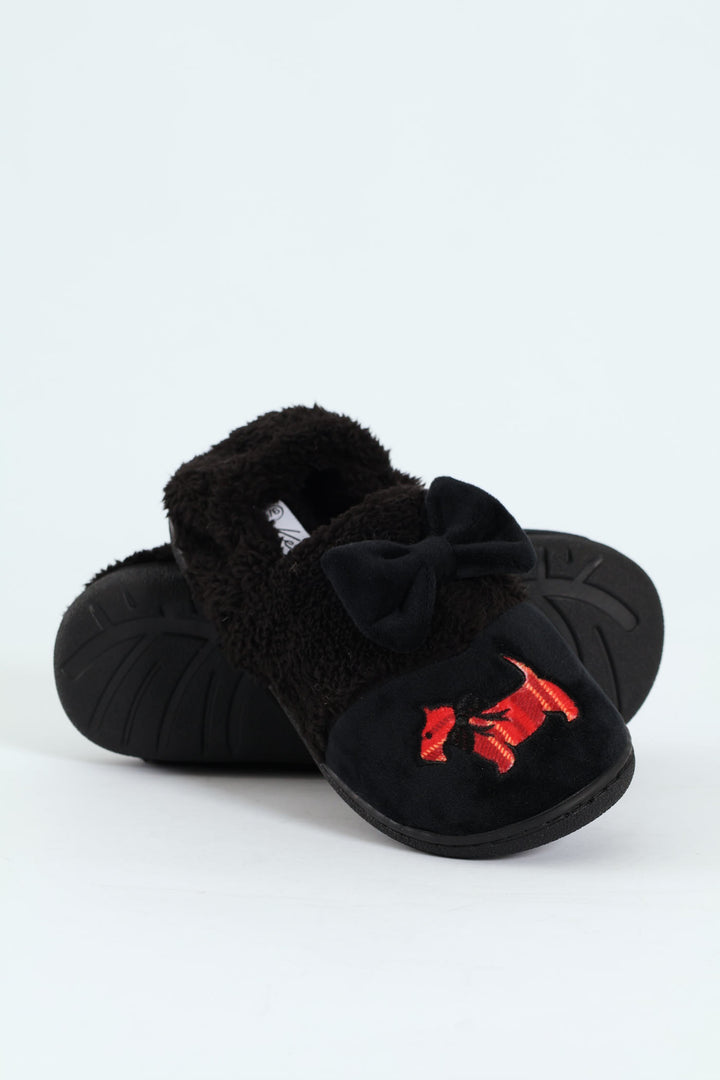 Novelty Scotty Dog Full Closed Slipper - Black