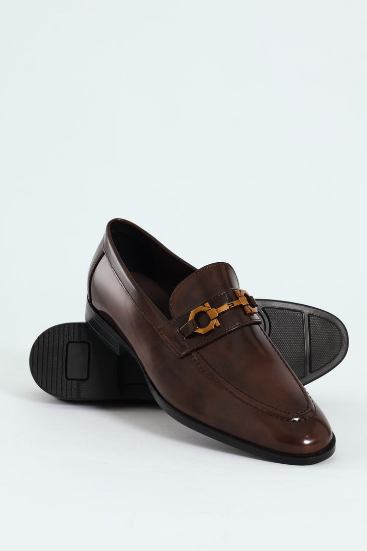 Slip On Loafer With Trim Detail - Chocolate