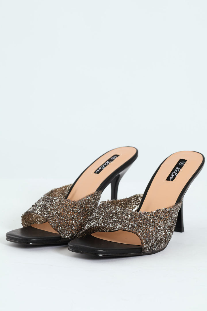 Diamante Push In Heel - Black