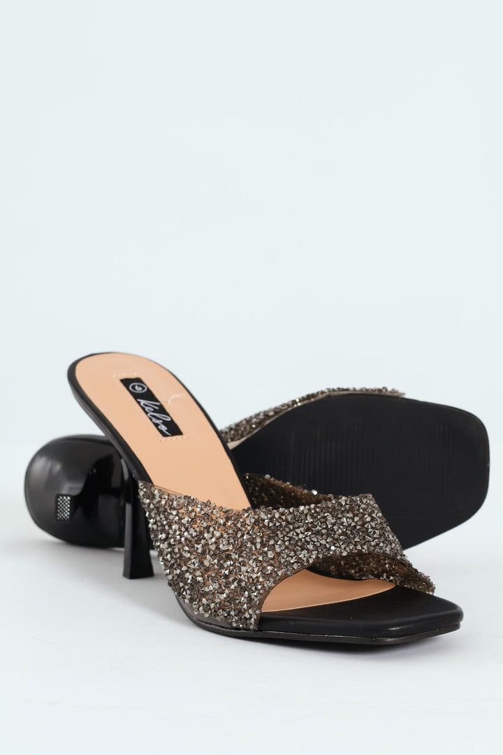 Diamante Push In Heel - Black