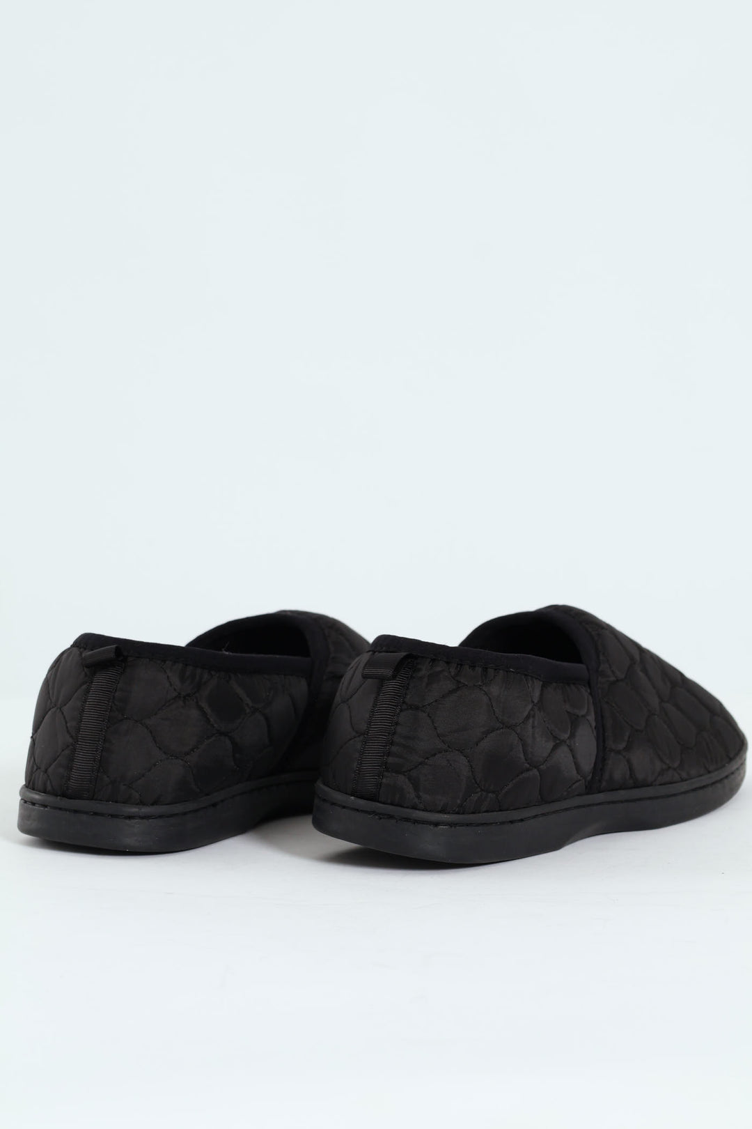 Nylon Upper With Quilted Detail Slipper - Black