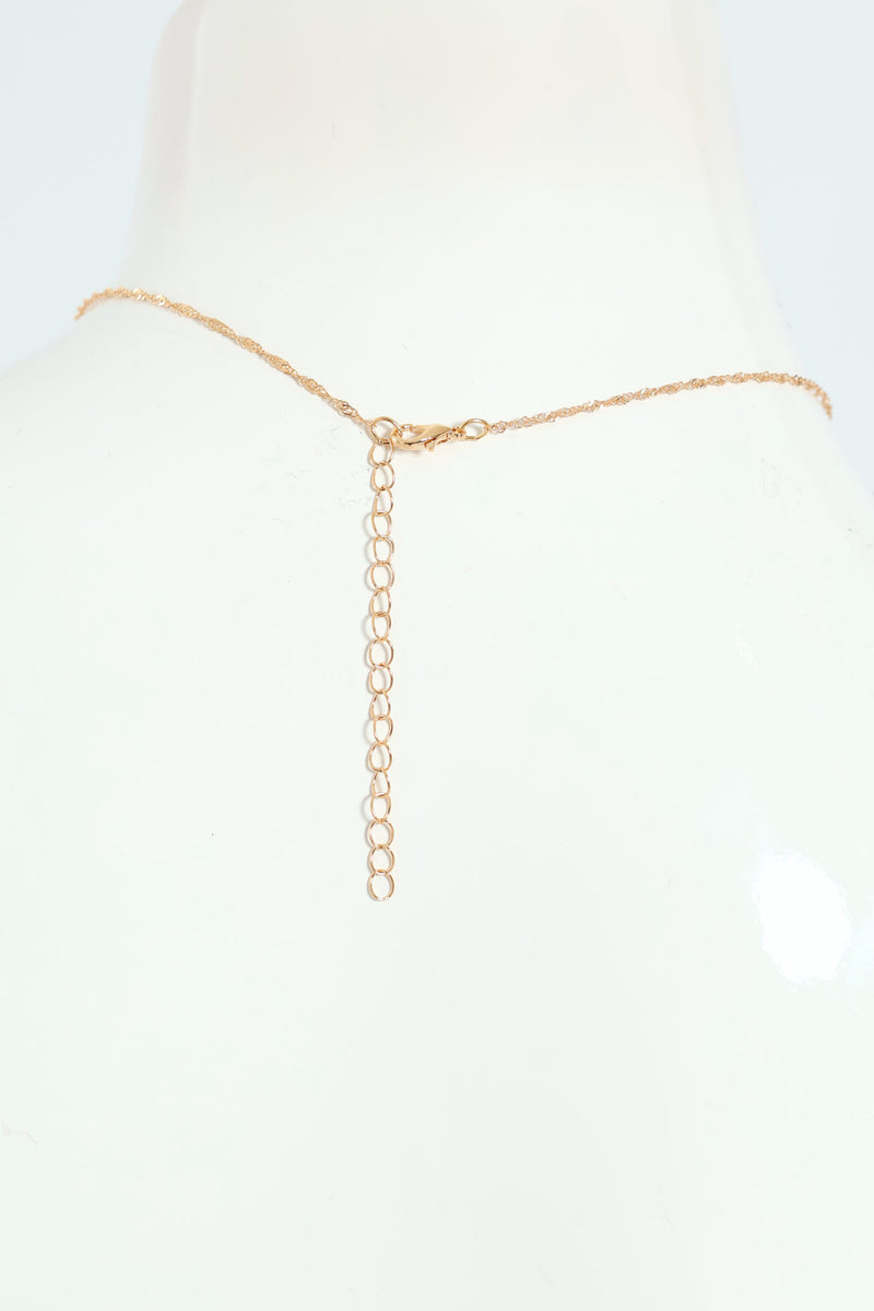 Diamante Pendant Cross Necklace - Gold