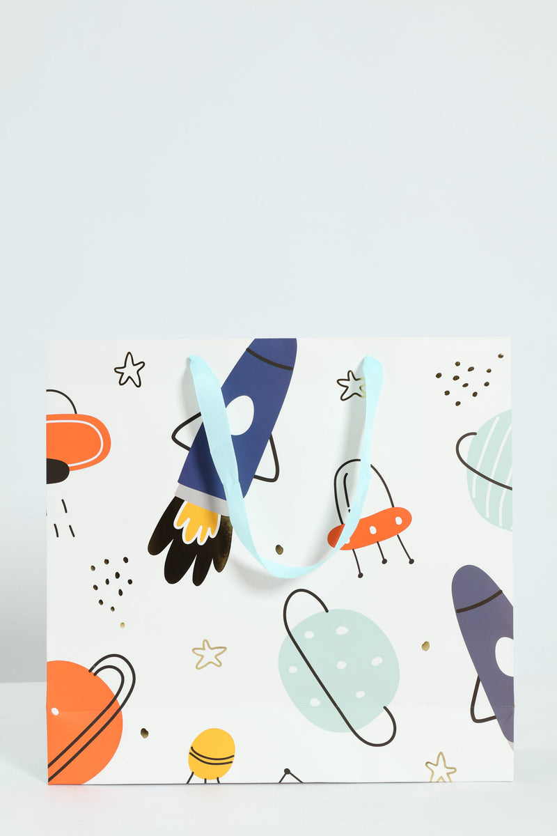 Space Rocket Gift Bag - Duck Egg