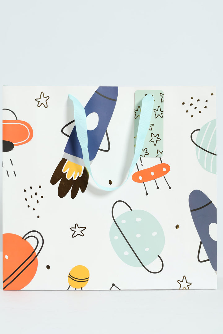 Space Rocket Gift Bag - Duck Egg