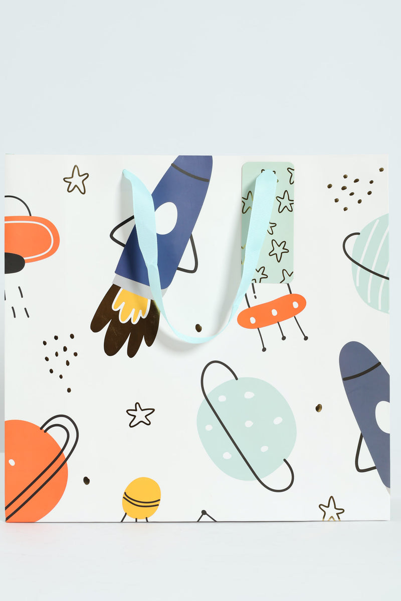 Space Rocket Gift Bag - Duck Egg