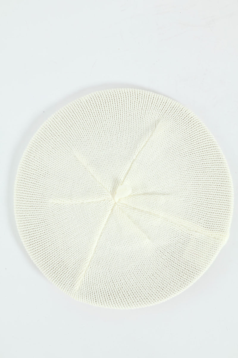 Pre-Girls Beret With Flower - Cream