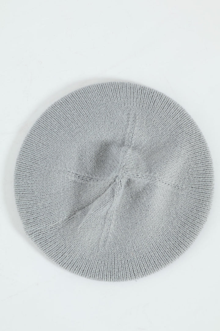 Knitted Beret - Light Grey