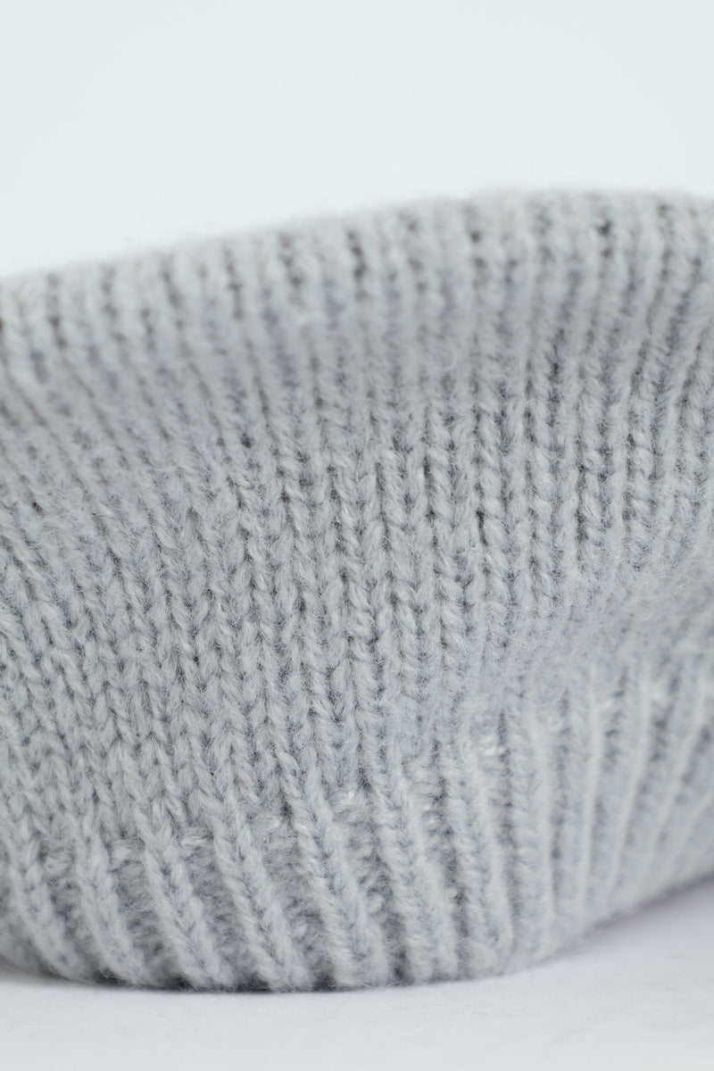 Knitted Beret - Light Grey