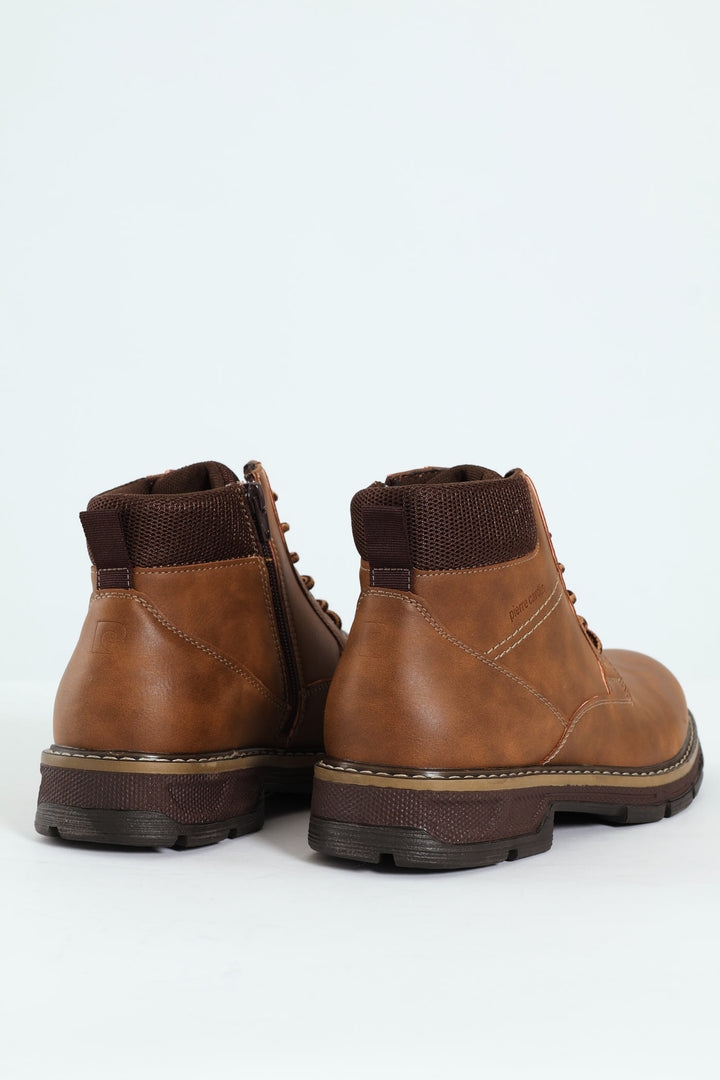 Lace Up Worker Boot - Brown