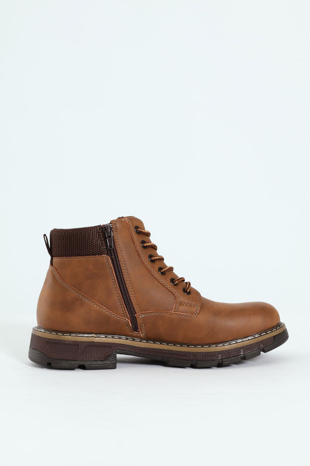 Lace Up Worker Boot - Brown