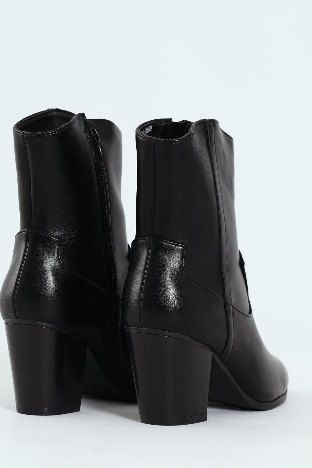 Round Toe Cowboy Ankle Boot - Black