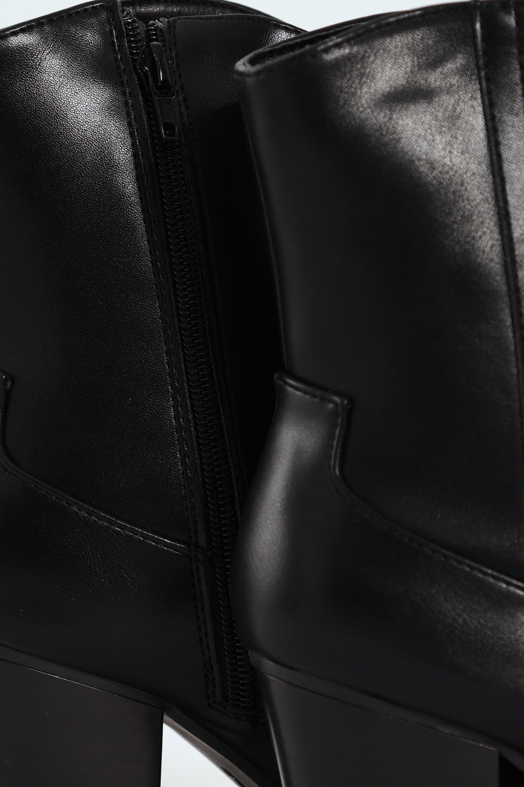 Round Toe Cowboy Ankle Boot - Black