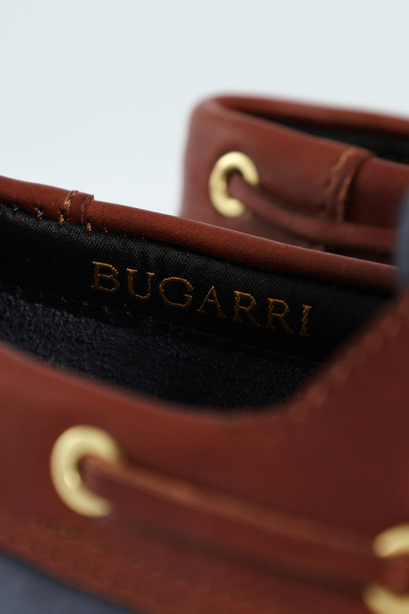 2 Tone Leather Docksider - Navy/Brown