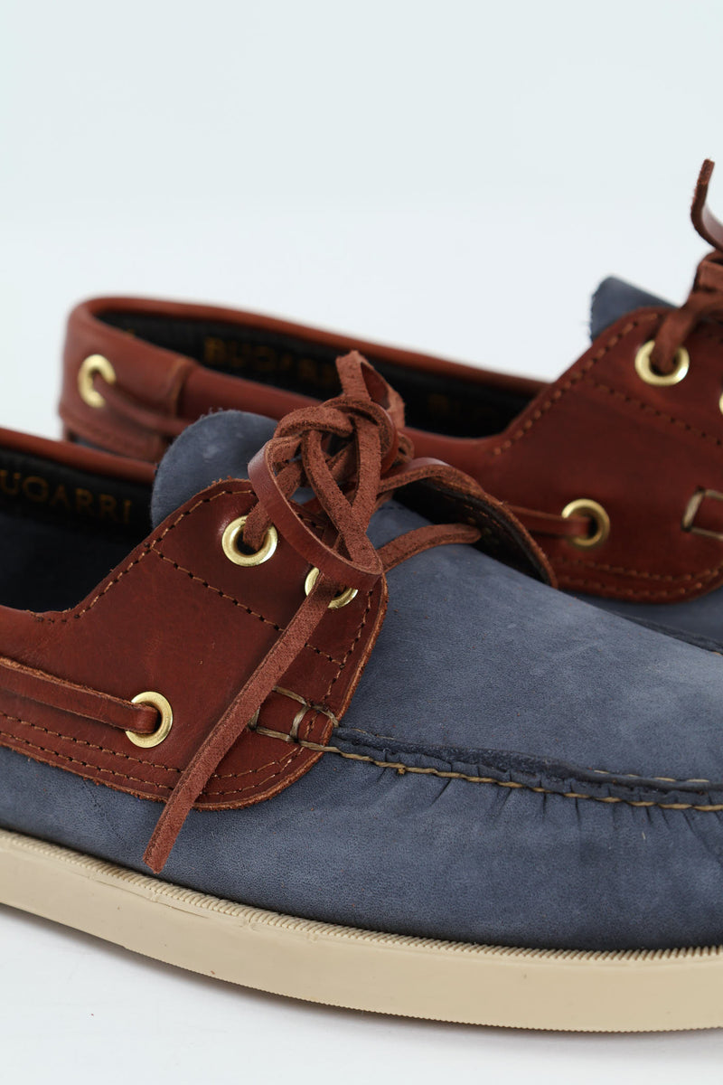 2 Tone Leather Docksider - Navy/Brown