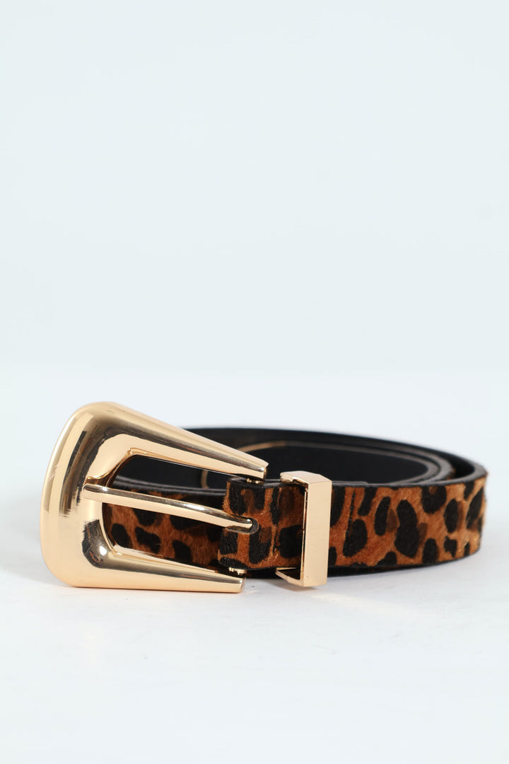 Leopard Metal Tip Belt - Multi