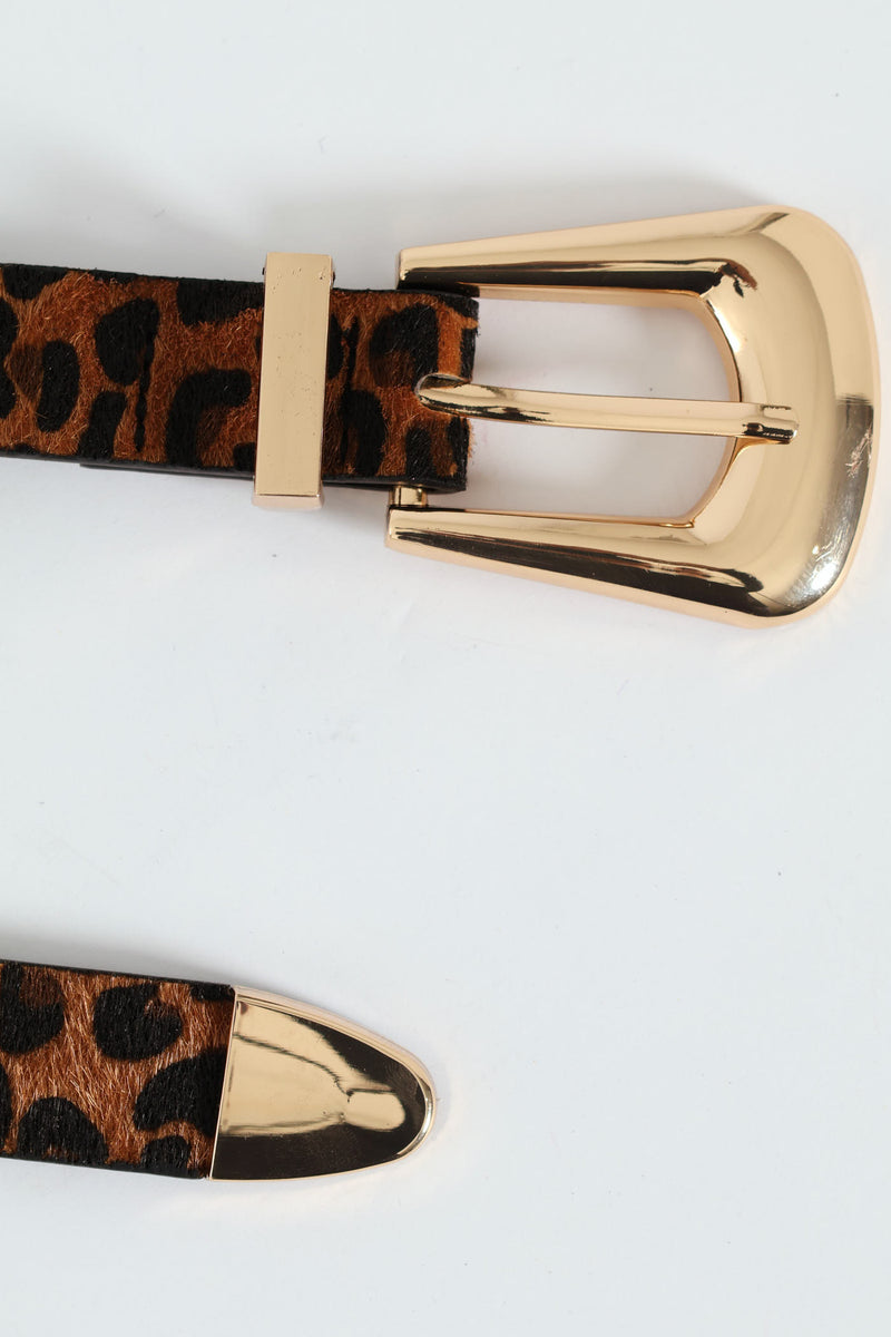 Leopard Metal Tip Belt - Multi