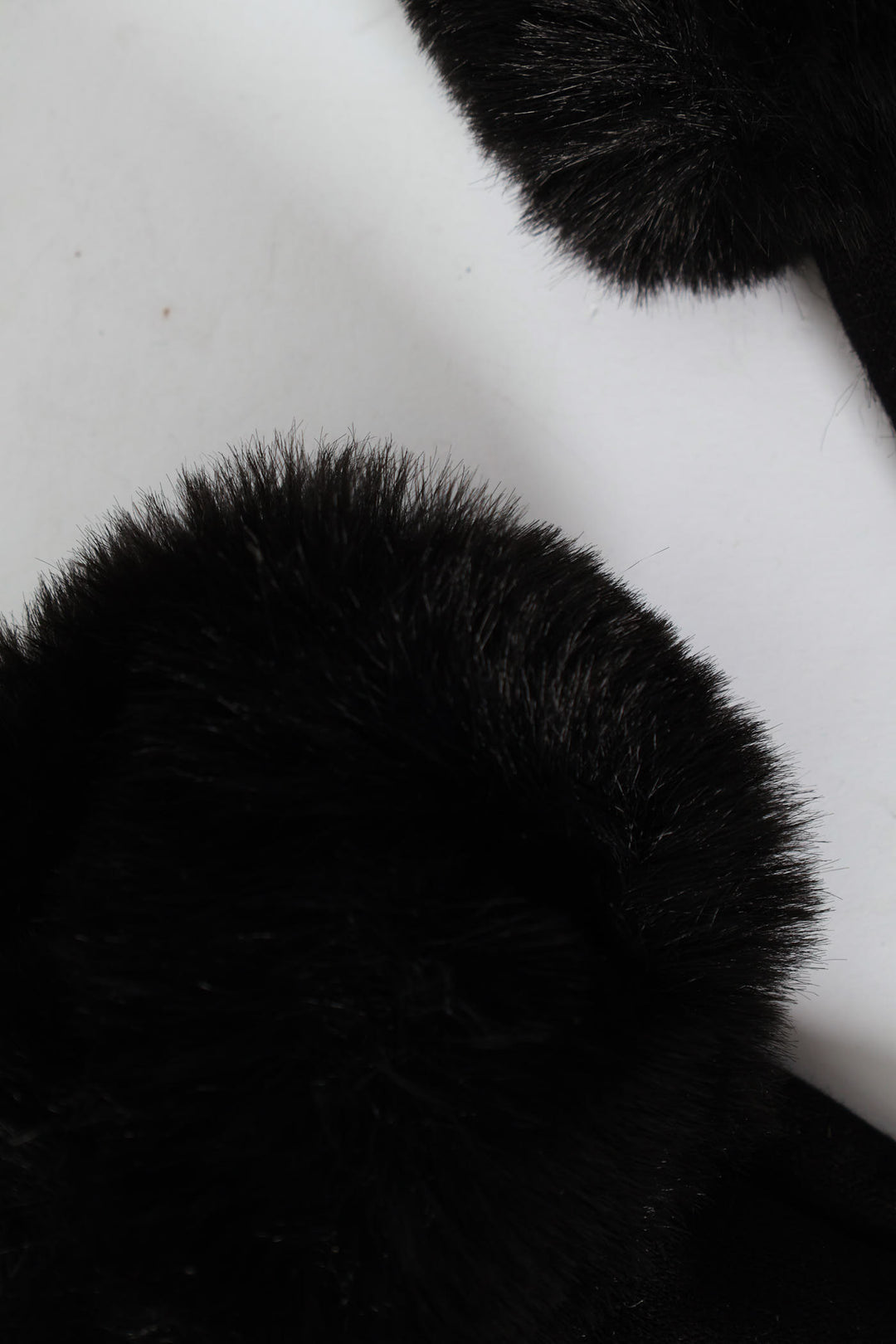 Faux Fur Trim Glove - Black