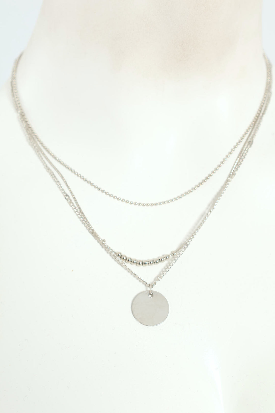 3 Layer Flat Disc Pendant - Silver
