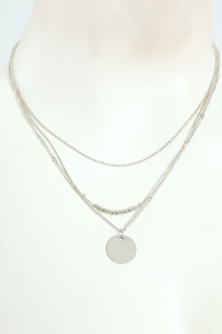 3 Layer Flat Disc Pendant - Silver