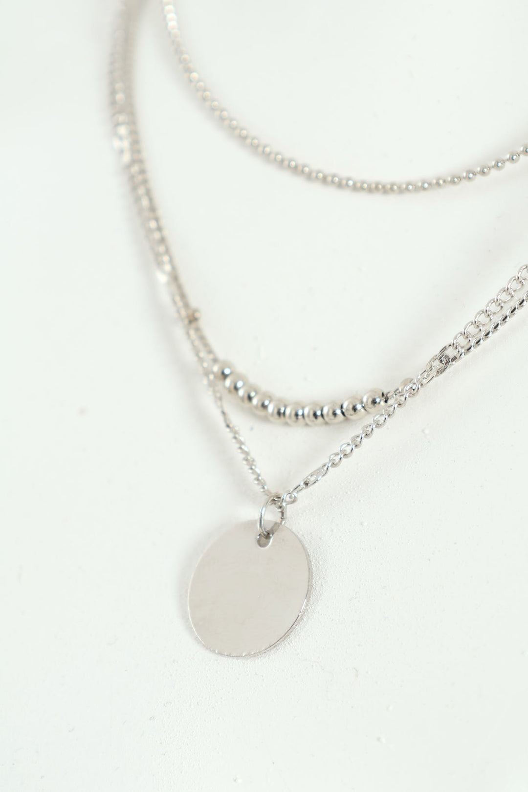 3 Layer Flat Disc Pendant - Silver