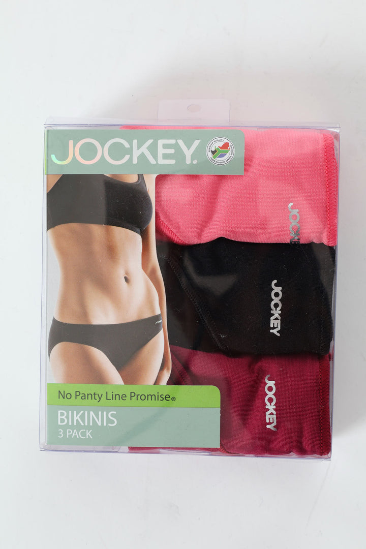 3 Pack Plain Bikini Panties - Confetti/Plum/Black