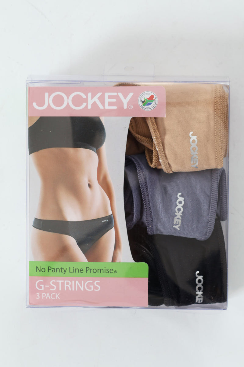 3 Pack G-String Panties - Beige/Grey/Black
