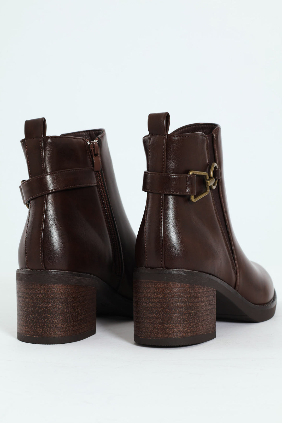 Smart Ankle Boot With Ankle Buckle - Brown