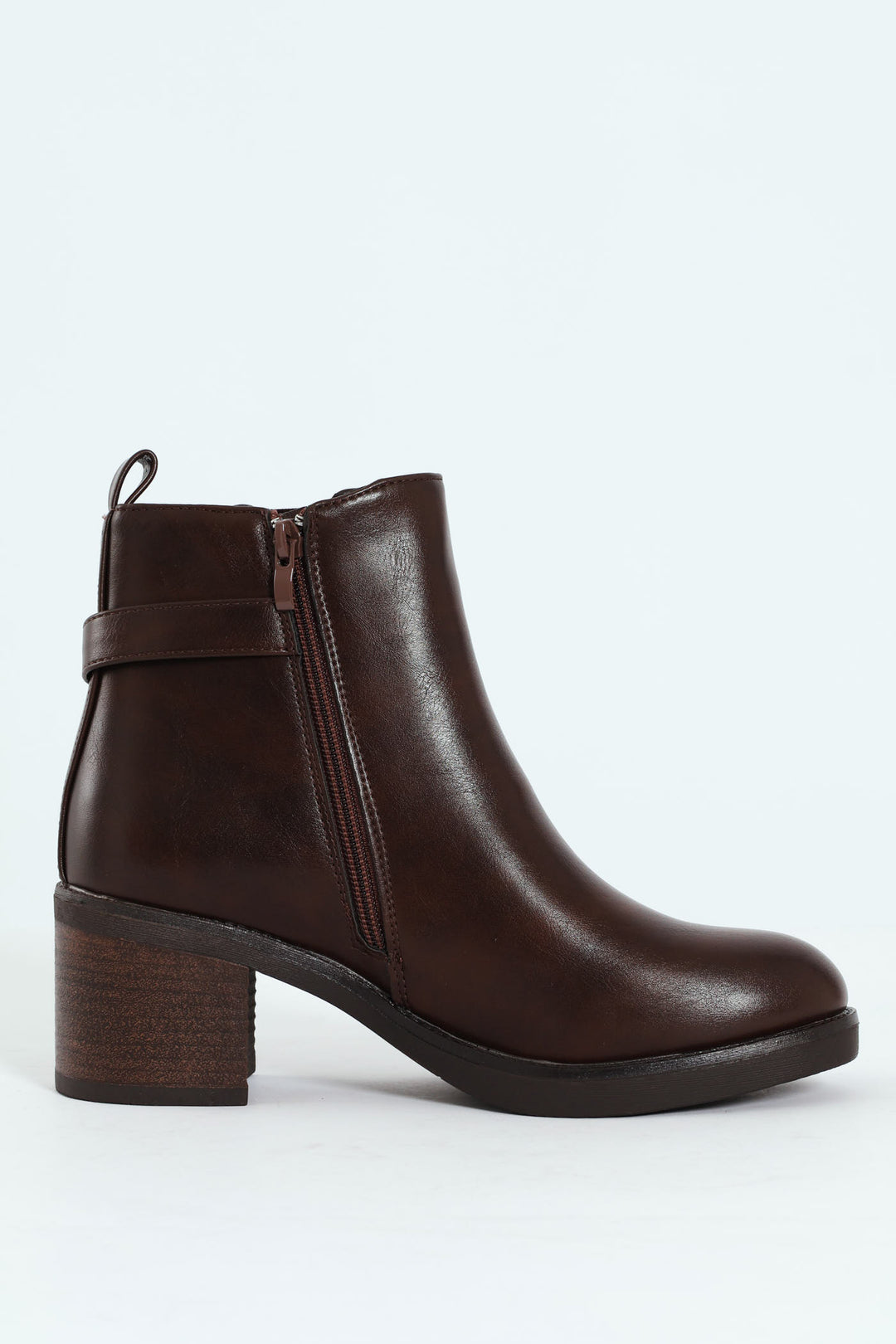 Smart Ankle Boot With Ankle Buckle - Brown