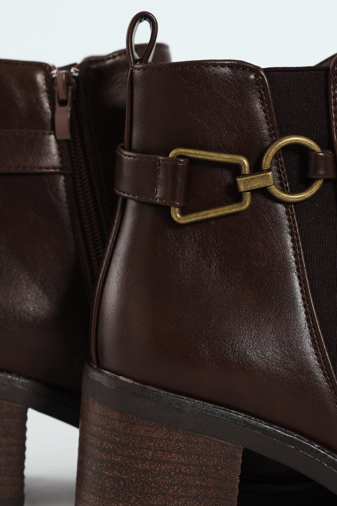 Smart Ankle Boot With Ankle Buckle - Brown