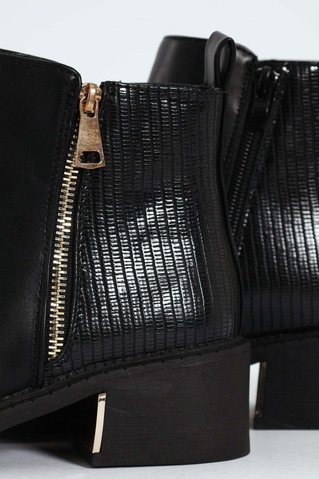 Metal Heel Insert Fabric Chelsea Block Boot - Black