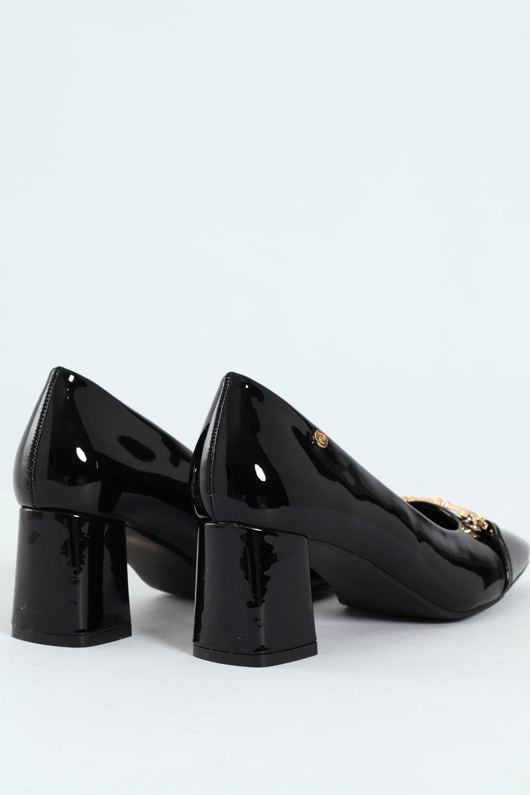 Amy Horsebit Square Toe Kitten Block Court Heel - Black