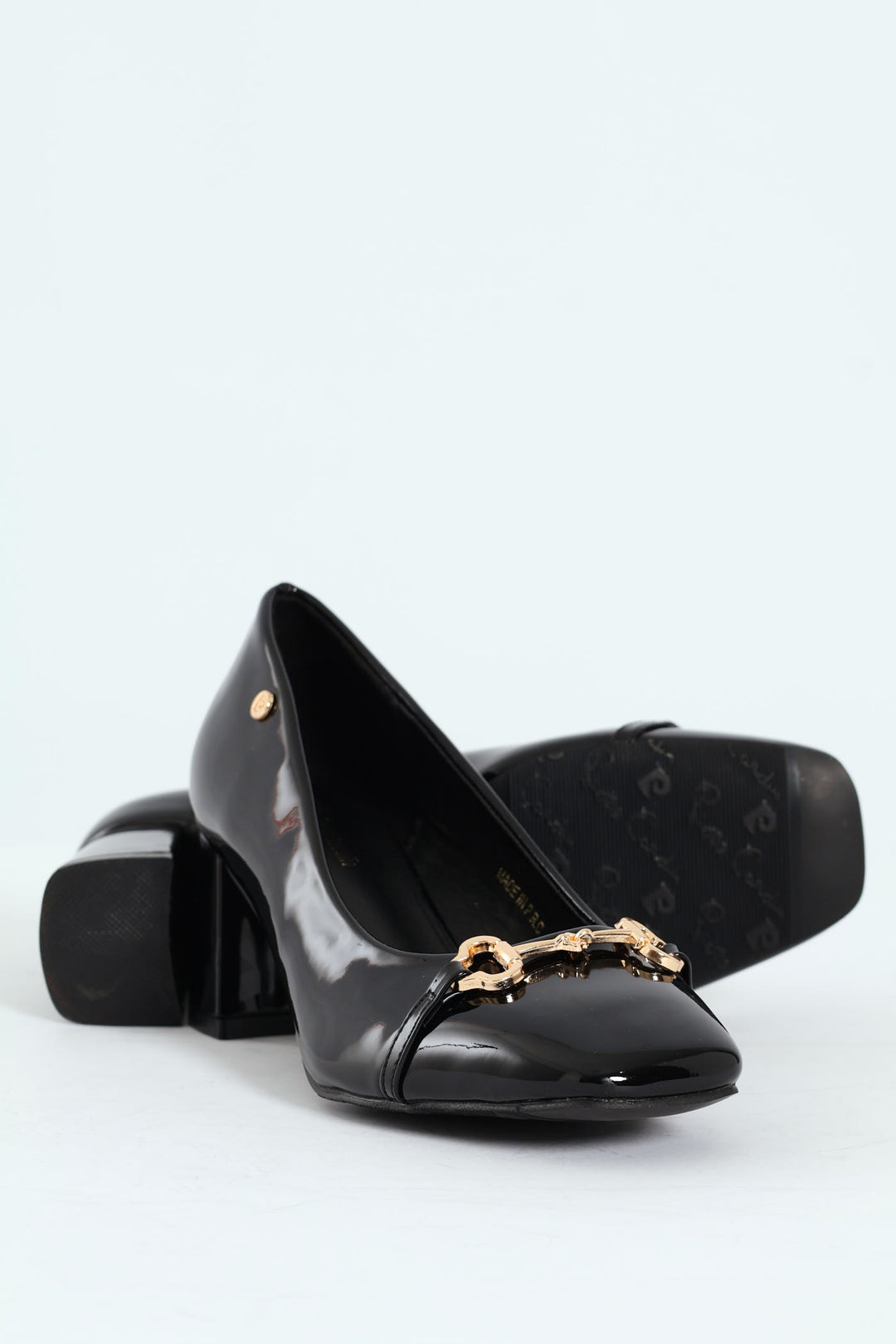Amy Horsebit Square Toe Kitten Block Court Heel - Black