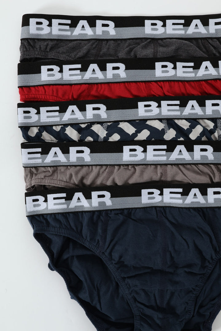 5 Pack Chain Multi Briefs - Grey/Red/Navy