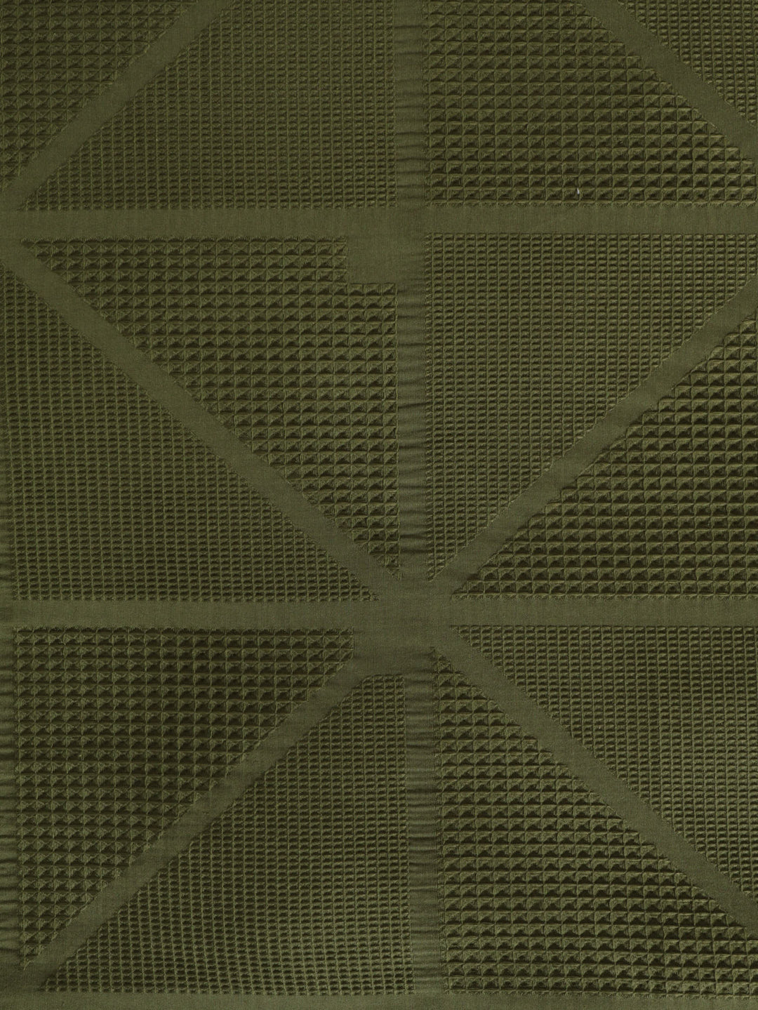 Waffle Square Textured Duvet Cover Set - Olive